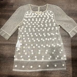BCBGMAXAZRIA Natalia mesh embroidered top XS